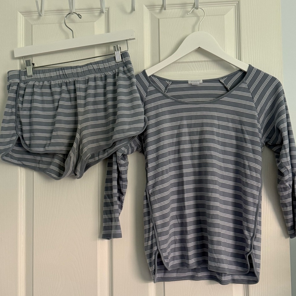 Lake Pajamas: Striped Blue Gray Sleepwear Set